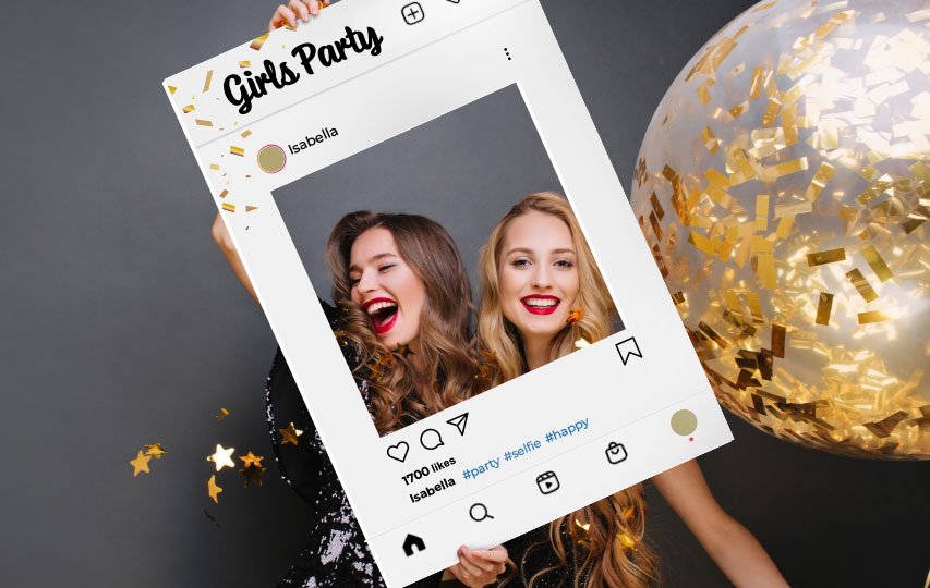 Vidám pillanatok selfie kerettel