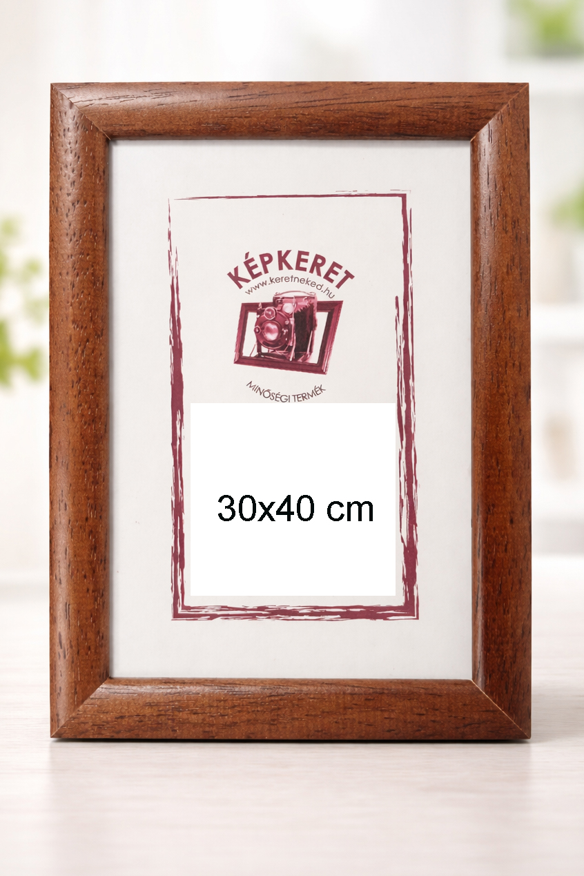 30x40 -es fa képkeret barna üvegezett 