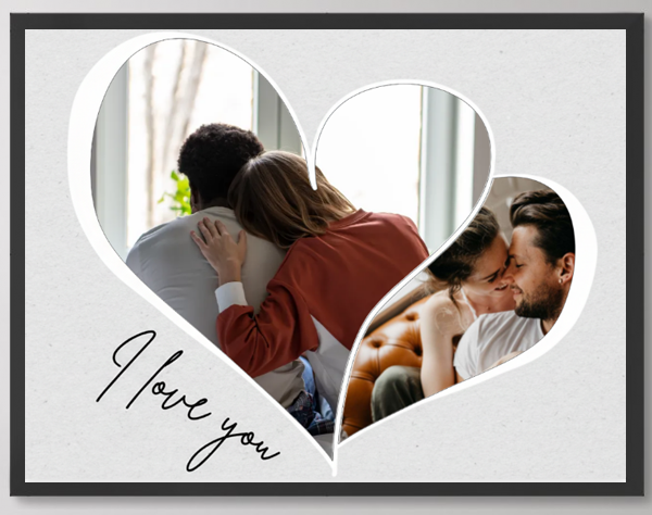 Egyedi kollázs készítés - Szerelem - Szívek (30x40)