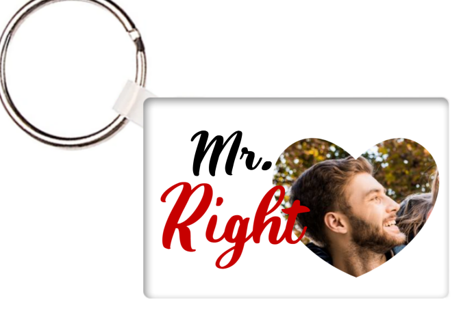 Egyedi kulcstartó - téglalap alaku - Valentin - V01