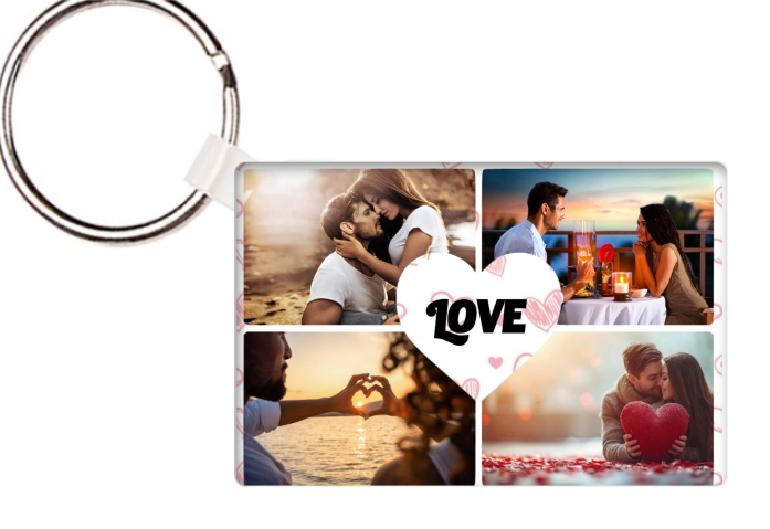 Egyedi kulcstartó - téglalap alaku - Valentin - V04