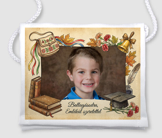 Egyedi fényképes ballagási tarisznya - B15