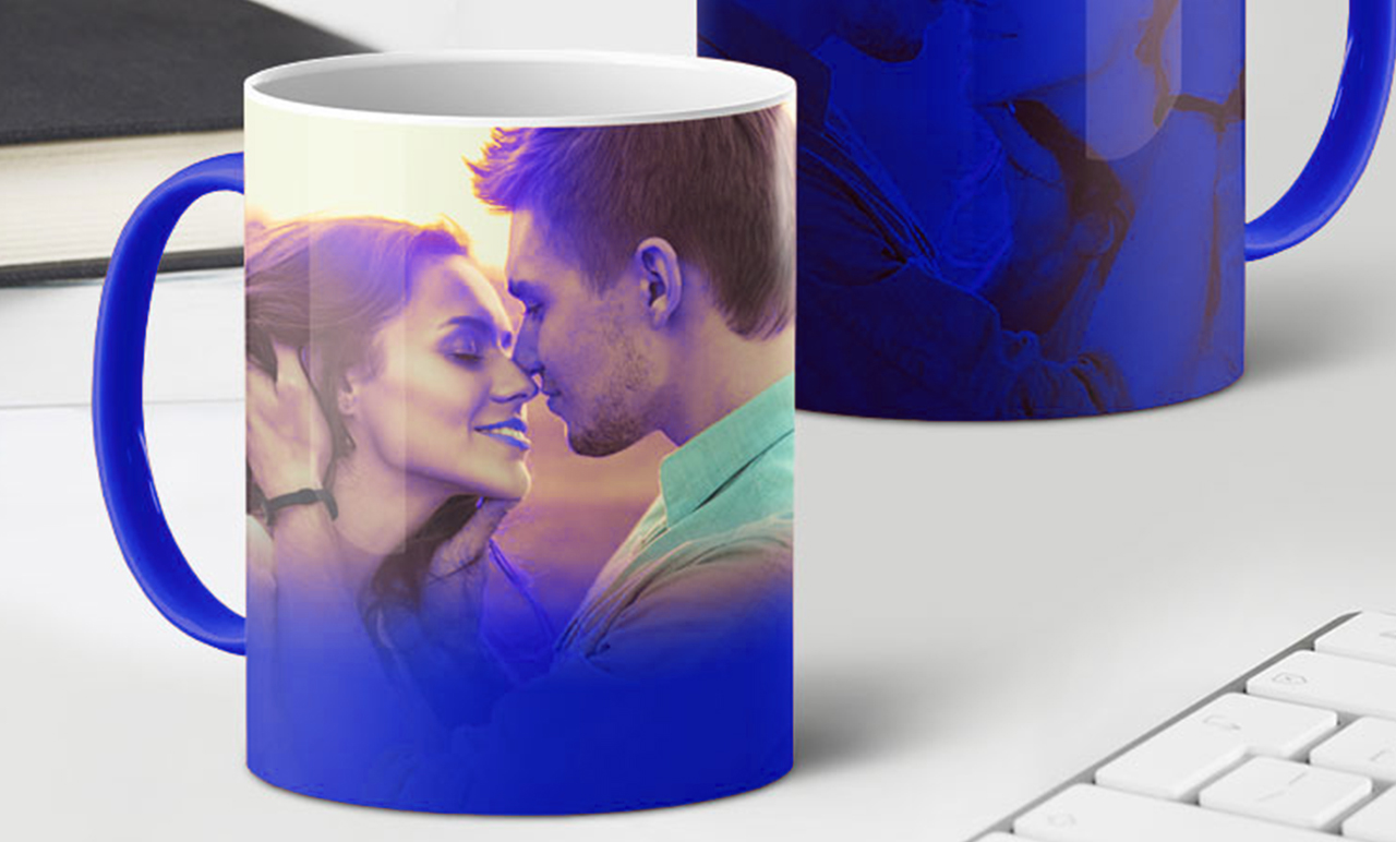 Fényképes Bögre - Hőre változó - Kék - 3dl