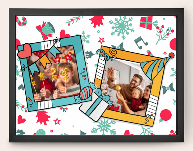 Egyedi kollázs készítés - Karácsonyi - Színes keret (30x40)