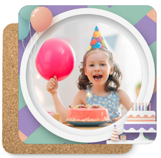 Fényképes Poháralátét - Születésnap - Torta