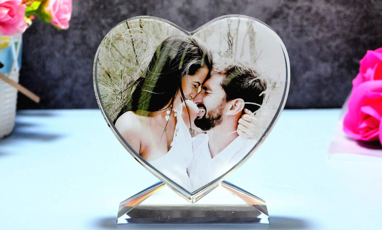 Fényképes fotókristály szív alakú