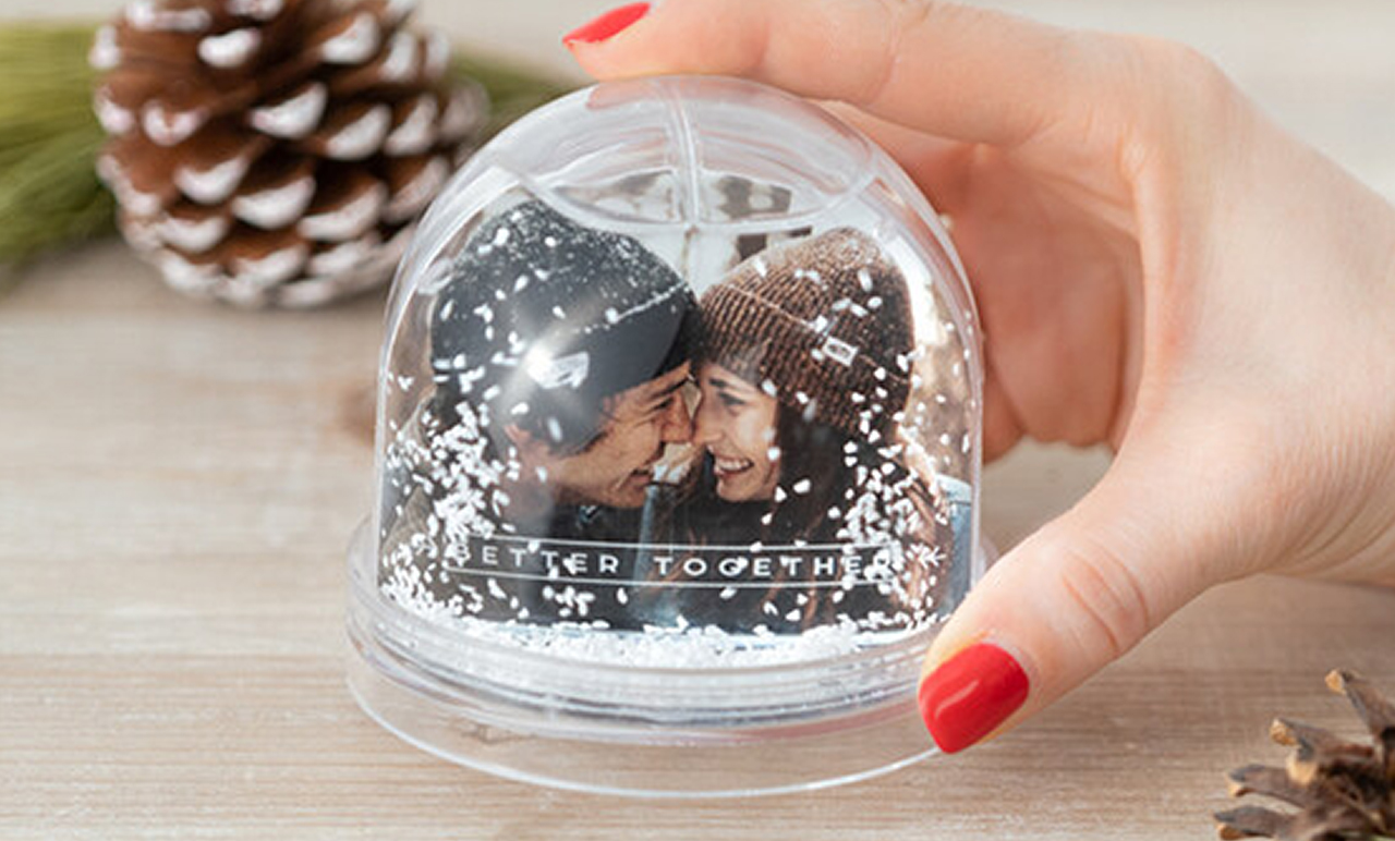 Fényképes hógömb (Ovális - Hópehely)