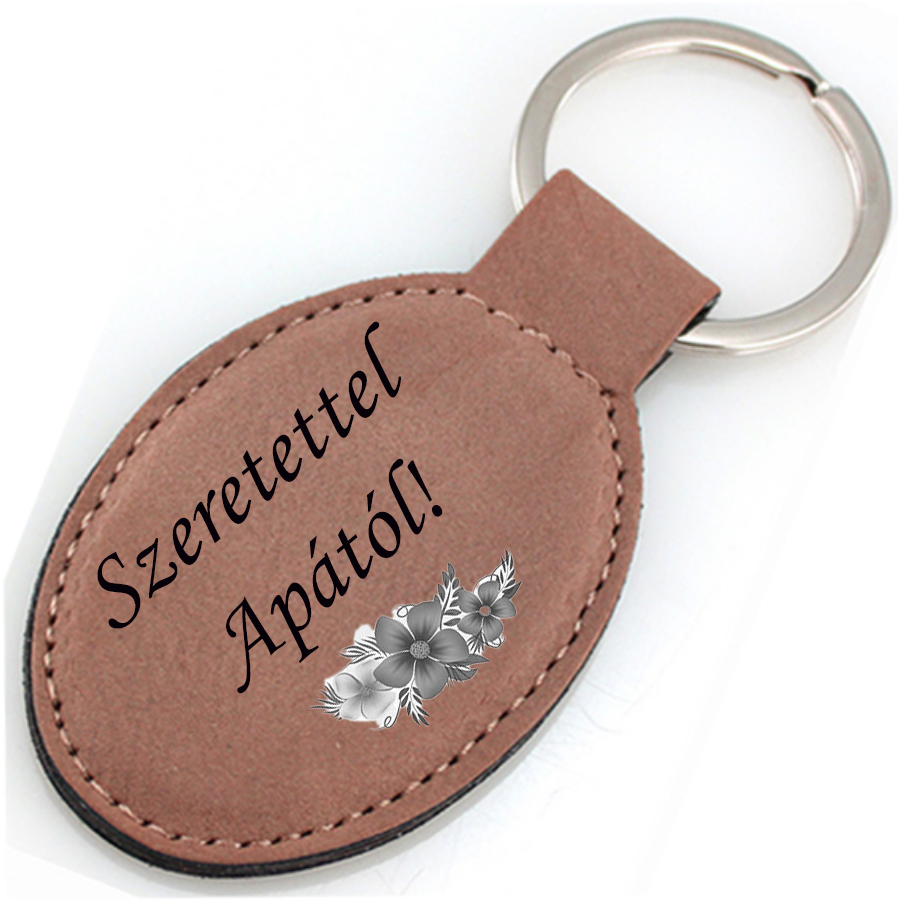 Gravírozható bőr kulcstartó világos barna