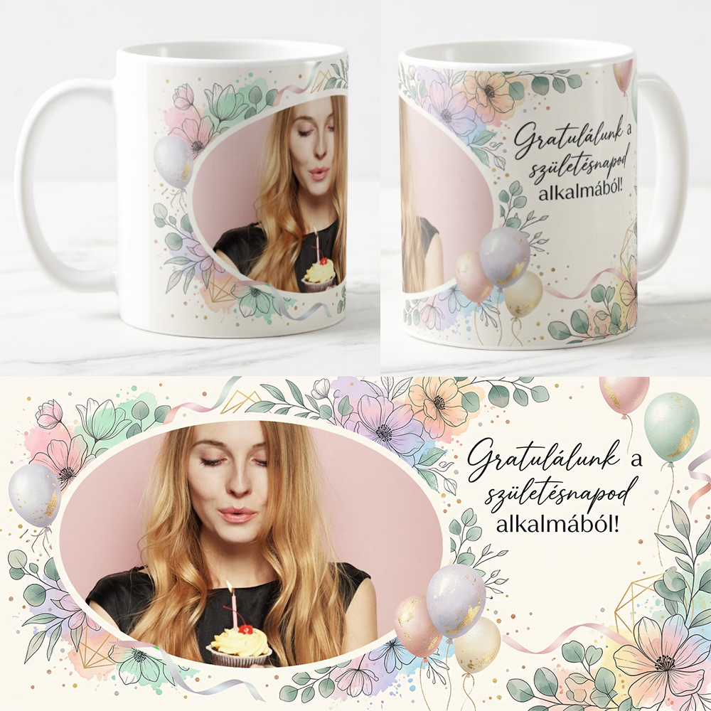 Egyedi fényképes Bögre - Születésnap - SZ05