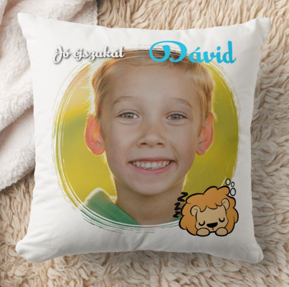 Egyedi fényképes párna - Gyerekminta -  Jó éjszakát oroszlán