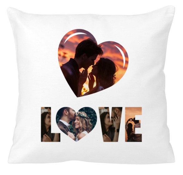 Egyedi fényképes párna - Szerelem -  LOVE + Szív