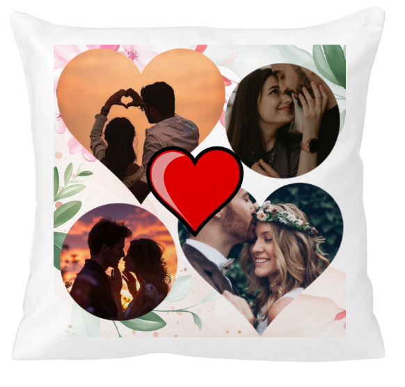 Egyedi fényképes párna - Szerelem -  Szívek és körök
