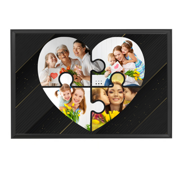 Egyedi kollázs készítés - Anyák napja - Fekete szív álló 30x40