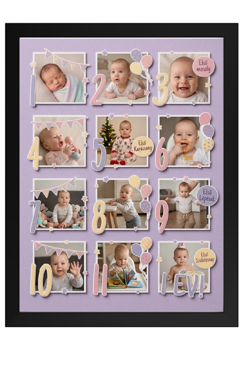 Egyedi kollázs készítés - Születésnap -  Első 12 hónapom