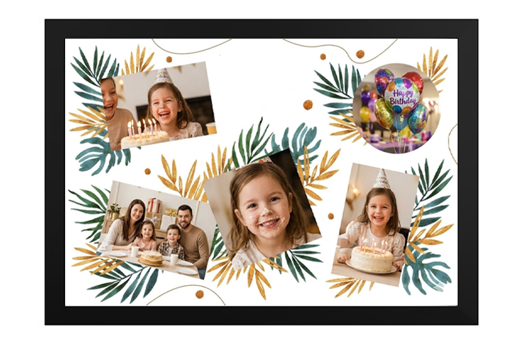 Egyedi kollázs készítés - Születésnap -  Zöld levelek