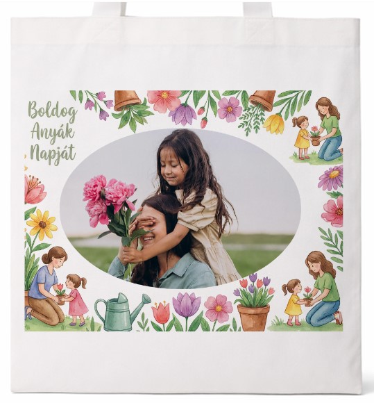 Fényképes bevásárló táska - Anyáknapja -  Virágoskert