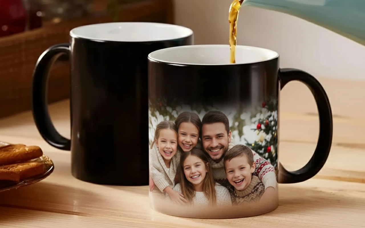 Fényképes Bögre - Hőre változó - Fekete - 3dl