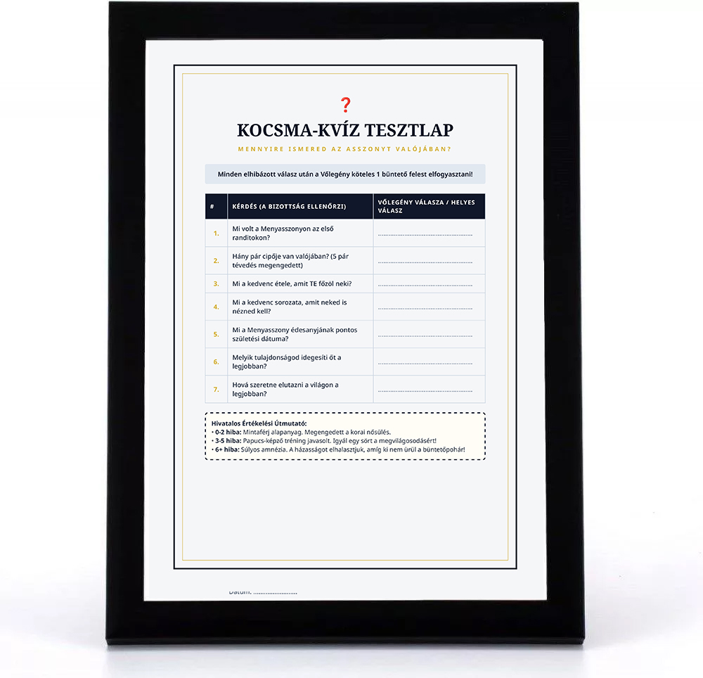 Legény búcsú kocsma kvíz + 20x30-as képkeret  (másolat)